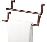 Patelai 2 Pack Bronze Steel Over Cabinet Towel Rack Modern Towel Hanger Holder 9 Inch Storage Organizer Universal Fit Kitchen Bathroom Cabinet Cupboard