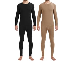 Patelai 2 Pack Men Thermals Top and Bottom Set Undergarments Lined Thermal Underwear Men Base Layer for Fall Winter