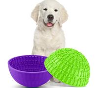 Patelai 2 Pcs Dog Enrichment Lick Bowls Silicone Freeze Bowls Interactive Cat Licking Mats Slow Feeders for Pet Oral Health Boredom Anxiety Relief, Wobble or Stay Put(Green, Purple,Bone)