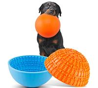 Patelai 2 Pcs Dog Enrichment Lick Bowls Silicone Freeze Bowls Interactive Cat Licking Mats Slow Feeders for Pet Oral Health Boredom Anxiety Relief, Wobble or Stay Put(Blue, Orange,Bone)