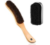Patelai 2 Pcs Horsehair Felt Hat Brush Kit Lint Brush with Cleaning Sponge Felt Cowboy Hat Remover Kit Remove Dust Lint Brushes for Clothes Western Hats, Shoes(Wooden Color,Wood)
