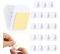 Patelai 20 Pieces Self Adhesive Clips Plastic Tapestry Sticky Spring Wall Clips for Hanging Poster Photo Classroom Teacher Office Student Home(White)
