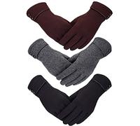 Patelai 3 Pairs Women's Winter Gloves - Warm, Touchscreen, Windproof in Black, Gray, Brown