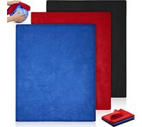 Patelai 3 Pcs Bowling Ball Shammy Bowling Ball Towel Pad Accessories for Cleaning(12 x 10 Inches,Royal Blue Red and Black)