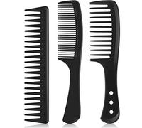 Patelai 3 Pieces Wide Tooth Detangling Hair Comb Styling Set, Carbon Fiber Styling Cutting Comb Anti Static Heat Resistant for Women Curly Straight Long Hair, Black