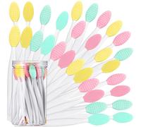 Patelai 30 Pcs Silicone Exfoliating Lip Brush Double Sided Silicone Lip Brush Soft Cleaning Exfoliator Beauty Tool for Smoother Skin and Fuller Appearance(Yellow,Green,Pink)