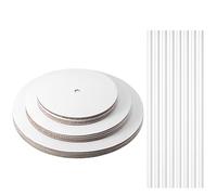 Patelai 39 Pcs Cake Boards and Plastic Dowels, Cake Board Set, 6" 8" 10" Cake Stand, 15 Cardboard Cake Boards Bases, 24 Plastic Cake Drum for Tiered Cakes for Wedding Birthday Party(White)