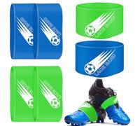 Patelai 4 Pcs Soccer Cleat Lace Cover Football Shoe Band Soccer Shoe Cover Football Cleat Bands Youth Adult for Season(Kids,Blue, Green)