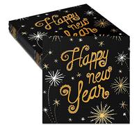 Patelai 40 Pcs Happy New Year Napkins Party Decorations 2026, 33 x 33 cm Gold and Black New Year's Eve Disposable Napkins for 2026 Paper Serviettes Party Supplies Decorations(Firework Style)