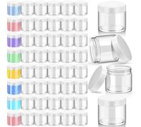 Patelai 48 Pack 6 oz Empty Slime Containers Jars with Lids Round Clear Plastic Jars Wide-mouth Refillable Storage Organizers for Slime Making, DIY Crafts, Cosmetic, Home and Kitchen Organizing