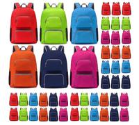 Patelai 48 Pack Backpacks Bulk 18 Inch Foldable Basic Colorful Lightweight Backpacks for Kids Adult School Donation Travel