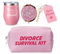 Patelai 5 pcs Divorce Gifts for Women - Funny Breakup Survival Kit with Makeup Bag, Wine Tumbler, Compact Mirror & Bottle Opener - Funny & Empowering Breakup Gifts for Her, Best Friend, Sister