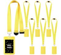 Patelai 6 Pack Yellow Breakaway Lanyards with Sliding Badge Holder Hall Pass Lanyard with Waterproof Vertical Sliding ID Badge Holder for Schools, Office, Cruise