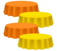 Patelai 6 Pcs Fall Plastic Round Tablecloth Disposable Autumn Table Cover 84 Inch Plastic Circular Tablecloths for Thanksgiving Day Harvest Birthday Party Decoration (Orange,Yellow)