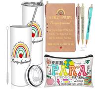 Patelai 6 Pcs Paraprofessional Appreciation Gift Set 20oz Stainless Steel Insulated Tumbler Makeup Cosmetic Bag Ballpoint Pen Notebooks Gifts for Teacher Paraprofessional Thank You Christmas Present