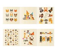 Patelai 6 Pieces Mixed Dog Swedish Cleaning Dishcloths Cloths Absorbent and Fast Drying Kitchen Dish Towels Dogs Cleaning Wipes for Kitchen Bathroom Office Wedding Housewarming, 6 Designs