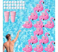 Patelai 60 Pcs Inflatable Flamingo Pool Toss Game Toys Set