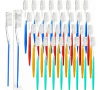 Patelai 700 Pcs Disposable Travel Toothbrush Bulk Individually Wrapped Toothbrush Pack Medium Soft Bristle Manual Disposable Colorful Tooth Brush for Adult Work Travel Hotel Donation (Classic)