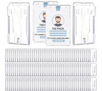 Patelai 700 Pcs Hard Plastic Badge Holder with Thumb Slot Dual Sided Clear Card Protector Vertical ID Holders for Badge Office School Driver's Licenses and Passes
