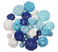 Patelai 72 Pcs Wicker Rattan Balls Decorative Balls for Vase Centerpiece Bowls Orbs Filler for Spring Summer Craft Home Decor, 4 Sizes(Sky Blue, White, Blue, Light Blue, Dark Blue)