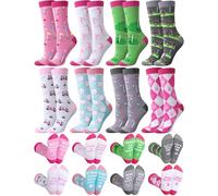 Patelai 8 Pairs Women Golf Socks Golf Theme Crew Socks Novelty Casual Sport Accessories for Women Golfers, Cute Color, One size