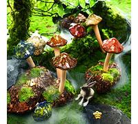 Patelai 8 Pieces Ceramic Mushroom Figurine Garden Ceramic Mushroom Statue Garden Pot Decoration Lawn Ornaments for Outdoor Use