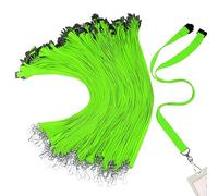 Patelai Breakaway Lanyards with J hook Bulk Flat Lanyards for ID Badges Neck Badge Lanyard Card Nametag Holder Neck Straps, Fluorescent Green, 18.9 x 0.59 inches