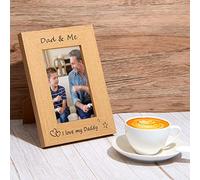 Patelai Father's Day Photo Frame 4 x 6 Inch Photo Gifts for Dad I Love My Dad Portrait Daddy and Me Wooden Memorial Picture Frame with DIY Heart Embellishments for Birthday Gift Supplies