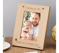 Patelai First Father's Day Memory Picture Photo Frame Wooden Portrait Dad and Me Gift from Daughter and Son Memorial Family Photo Frames for Daddy Birthday Gift Supplies