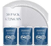 Patelai Passport Holder with Thumb Notch PVC Plastic Cash Budget Envelopes,Clear File Envelopes Bulk,Holds up to 30 Sheets, for Office Travel Storage(4X 6inches,50 Pack)