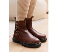 Patent Boots with Zip & Elastic for Girls brown