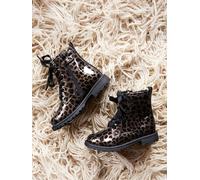Patent Boots with Zip & Elastic for Girls printed black