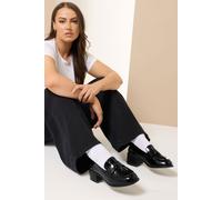Patent Heeled Tassel Loafers Yours Black 9EEE