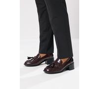Patent Heeled Tassel Loafers Yours Burgundy 7EEE