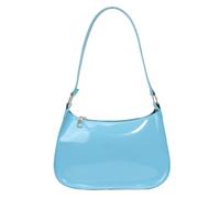 Patent Leather Clutch Purse Shiny Evening Handbags for Women Armpit Shoulder Bag MINI Hobos, Light Blue, 90 cubic inches