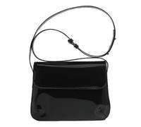 Patent Leather Evening Clutch Shiny Top-handle Purse Mini Shoulder Bag Elegant Handbag for Women, Black, S