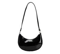 Patent Leather Evening Purse Shiny Clutch MINI Hobos Armpit Shoulder Bag, Black, 9 x 5.9 x 2.3 inches