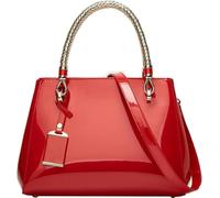 Patent Leather Handbags Purses for Women Evening Bags Satchel Handbag Top Handel Bag Ladies Shoulder Crossbody Bag(Red)