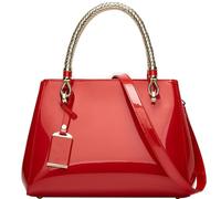 Patent Leather Handbags Purses for Women Evening Bags Satchel Handbag Top Handel Bag Ladies Shoulder Crossbody Bag(Red)