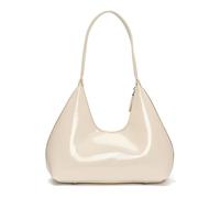 Patent Leather Hobo Shiny Handbags Cute Evening Clutch Armpit Shoulder Bag Crescent Purse, Beige