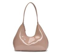 Patent Leather Hobo Shiny Handbags Cute Evening Clutch Armpit Shoulder Bag Crescent Purse, Nude