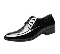 Patent Leather Shoes Men Black Derbys Dress Shoes Oxford Formal Shoes Brogues Leather Shoes Classic Business Office Shoes Pointed Toe Lace-Up Smart Stylish Moccasins Fashion Versatile