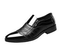Patent Leather Shoes Mens Wide Fit, Classic Pointed Business Shoes, Fashion Side Zipper Casual Shoes, Lightweight Formal Work Office Shoes, Extra Comfort for Your Feet, Premium Quality Black