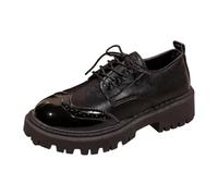 Patent Leather Women's Derby Elegant Platform Oxford Brogues, A Black D36