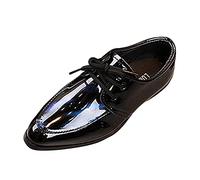 Patent Shoes Children's Low Shoes Smooth Shiny Leather Shoes with Lace Evening Shoes Pointed Toe Lace-up Shoes Uniform Shoes Comfortable School Shoes for Stage Outfits Festive Occasions, blue, 1.5 UK