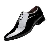 Patent Shoes Men's Business Shoes Pointed Toe Non-Slip Lightweight Comfortable Leather Shoes Plain Breathable Elegant Suit Shoes Outdoor Business Wedding Formal Shoes 38-48, black, 12 UK