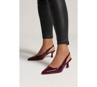 Patent Slingback Kitten Heels Yours Burgundy 4EEE