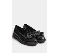 Patent Tassel Fringe Loafers In Wide Fit Yours Black 6E