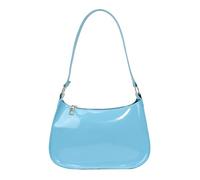 Patent Vegan Leather Evening Purse Shiny Clutch MINI Hobo Handbag Shoulder Bags, Blue