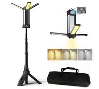 PATENTED:6442622,Camping Lamp with 6000mAh,3 Color Temperatures Dimmable,Super Bright Searchlight,Rechargeable Wireless Work Light,With Extendable Tripod,2000 Lumens,For Camping,Construction Sites,Etc
